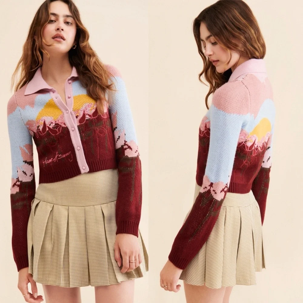 House of Sunny Garden of Eden Tripper Intarsia Cardigan XS US 2 NWT - Picture 2 of 16